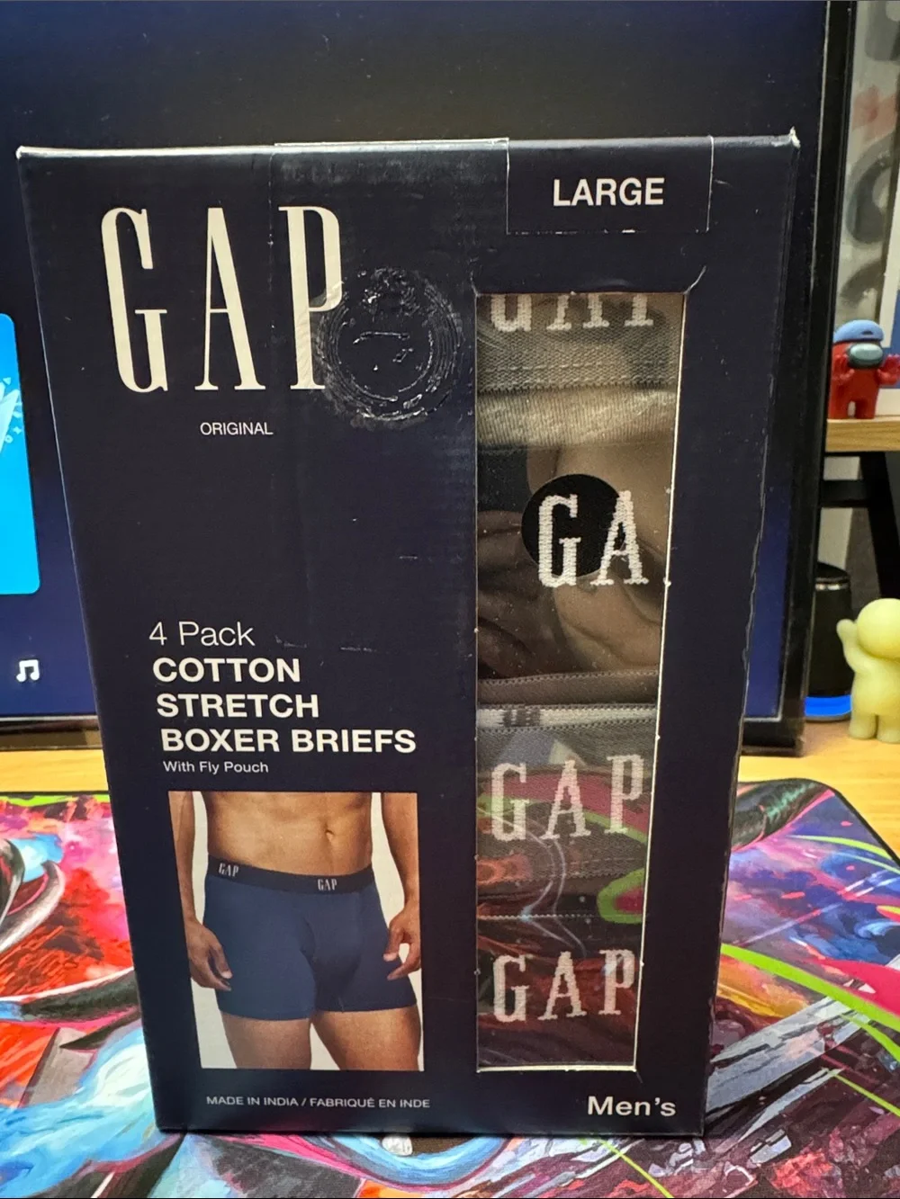 GAP 4-Pack Boxer Briefs in Navy, Gray, Black and Multicolor Logo